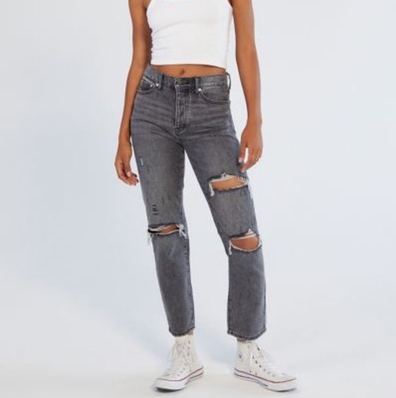 Urban Outfitters Denim - UO BDG Black Wash Distressed High Rise Slim Straight Jeans